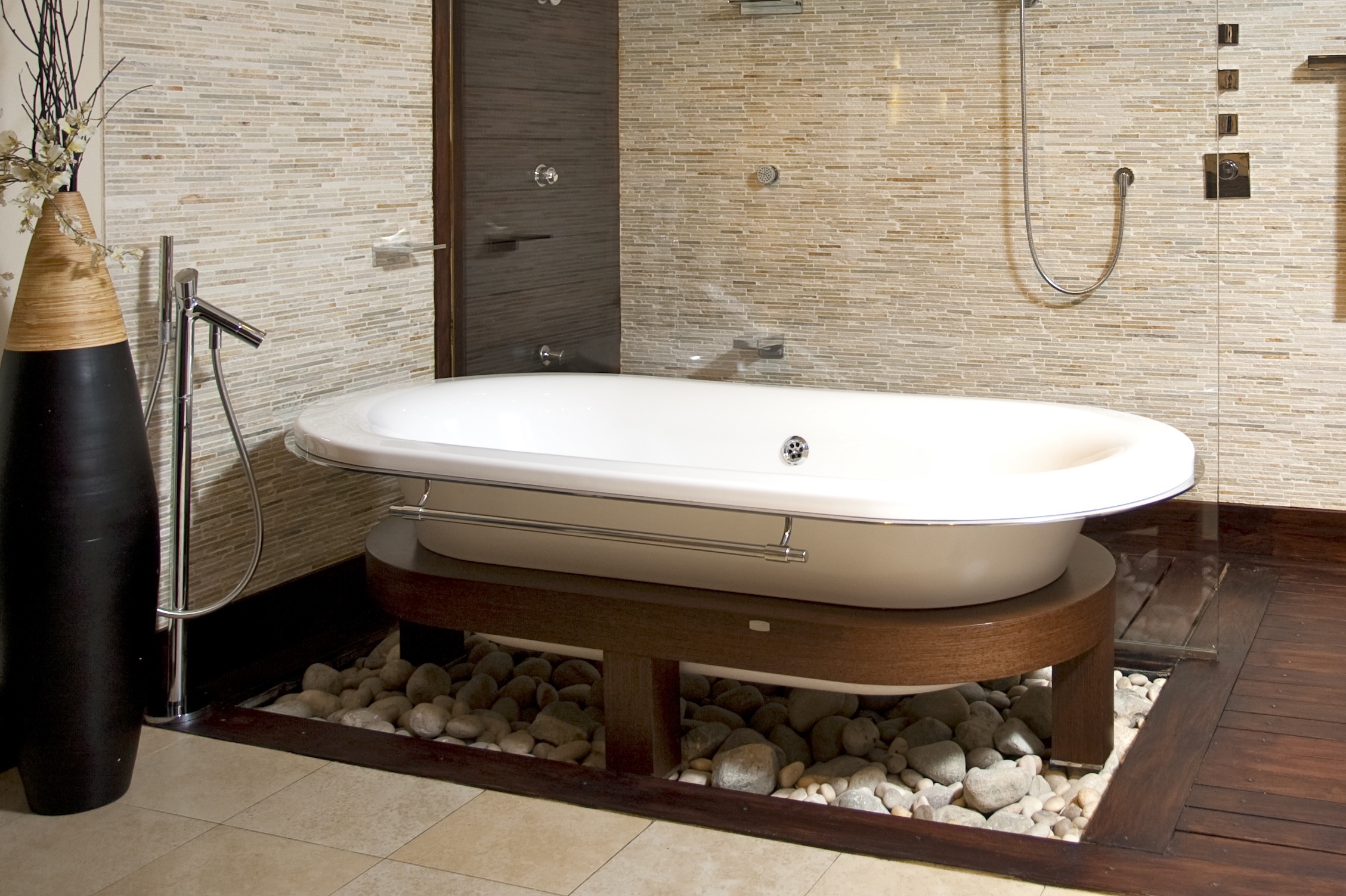 bathroom-stone-also-wooden-table-and-lovable-white-bathtub-and-glazing-design-ideas-unique-glazing-bathroom-fancy-toilet-bathroom-with-interesting-brown-bathroom-tiles-beauteous-unique-bathroom-tile